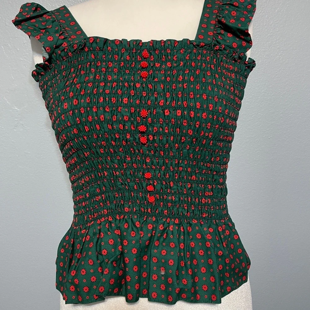 Handmade Green Smocked Top & Maxi Skirt Babydoll Boho Prairie Cottagecore Small - Picture 4 of 12